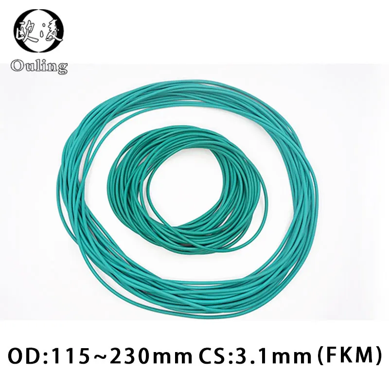 

Rubber Ring Green FKM O ring Seal 3.1mm Thickness OD115/120/125/130/135/140/145/150/230mm Rubber ORings Seal Fuel Gasket Washer