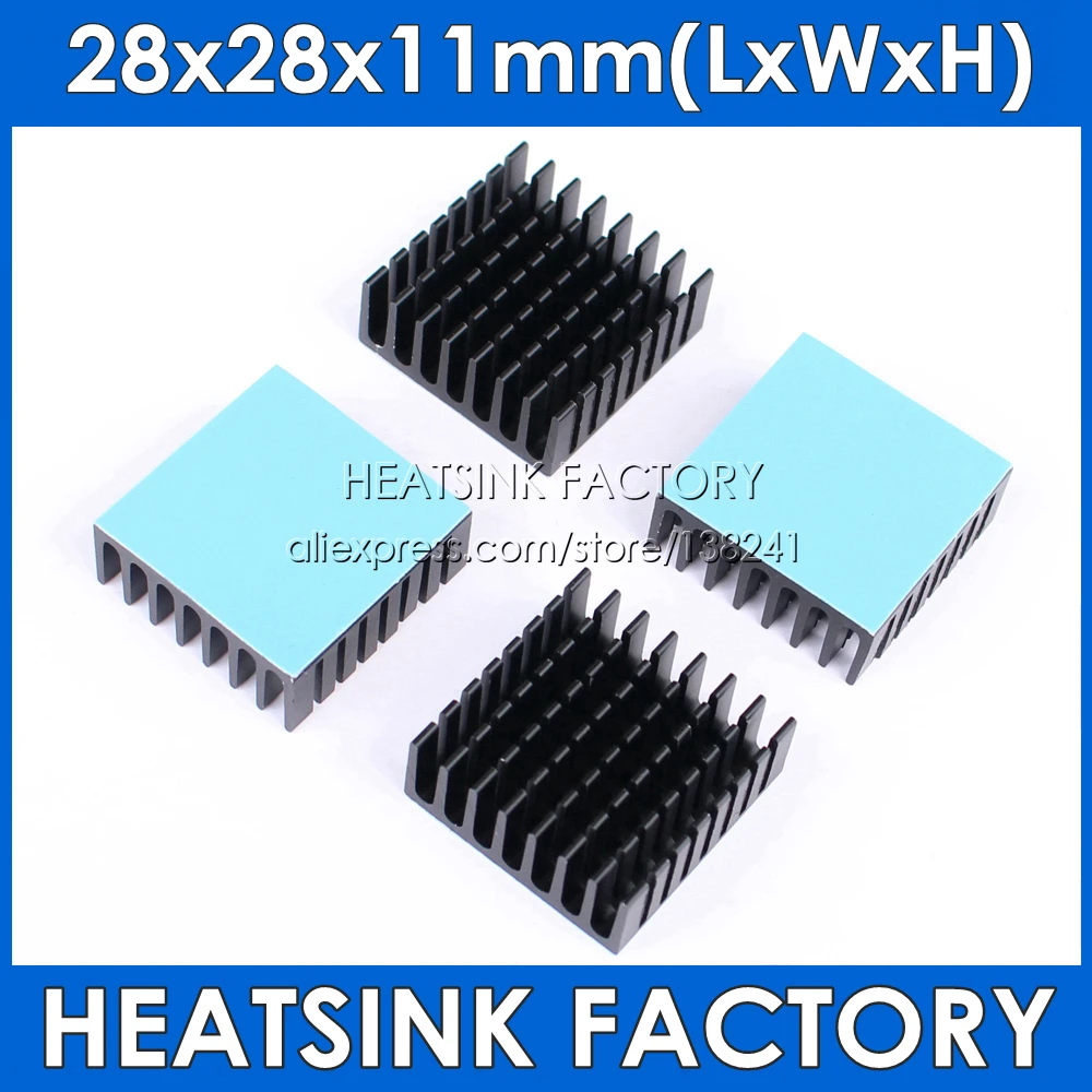 5pcs 28x28x11mm Aluminum Heatsink Radiator Cooling For Electronic Chip IC 3D printer Raspberry PI With Thermal Conductive Tape
5pcs 28x28x11mm Aluminum Heatsink Radiator Cooling For Electronic Chip IC 3D printer Raspberry PI With Thermal Conductive Tape