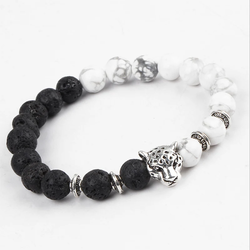 10pcs Fashion White and Black Leopard Charm Bracelet Silver Plated Stone Buddha Lava Matte Women Bracelets Pulsera men jewelry
10pcs Fashion White and Black Leopard Charm Bracelet Silver Plated Stone Buddha Lava Matte Women Bracelets Pulsera men jewelry