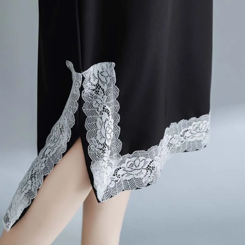 Women Black Long Dress Plus Size Vintage Spliced Lace Summer Sundress Ladies Cotton Loose Casual Korean Beach Dresses 5XL 6XL
Women Black Long Dress Plus Size Vintage Spliced Lace Summer Sundress Ladies Cotton Loose Casual Korean Beach Dresses 5XL 6XL