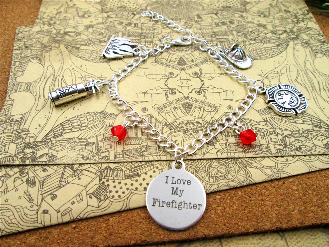 12pcs/lot Hot sale length:17+5cm bracelets bangles with I love my firefighter charms pendant FIRE DEPT. bracelets gift bracelets
12pcs/lot Hot sale length:17+5cm bracelets bangles with I love my firefighter charms pendant FIRE DEPT. bracelets gift bracelets