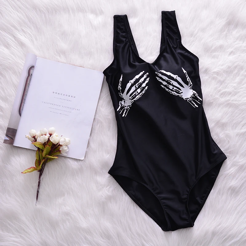 Skull Hand Print Summer Sexy Bandage Black One Pieces Swimwear Women Sport Swimsuit Hot Girls Beach Wear Pool Bathing Suit
Skull Hand Print Summer Sexy Bandage Black One Pieces Swimwear Women Sport Swimsuit Hot Girls Beach Wear Pool Bathing Suit