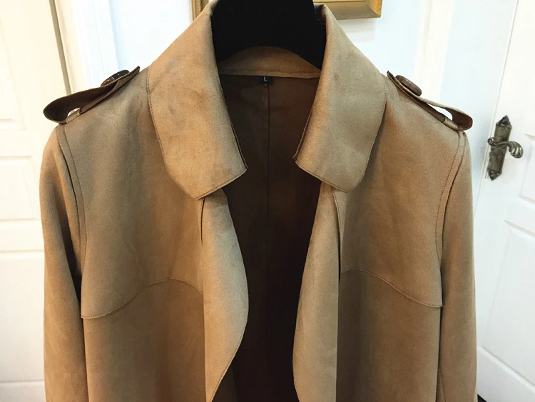 Женское длинное кашемировое пальто deerskin облегающая ветровка в Корейском стиле