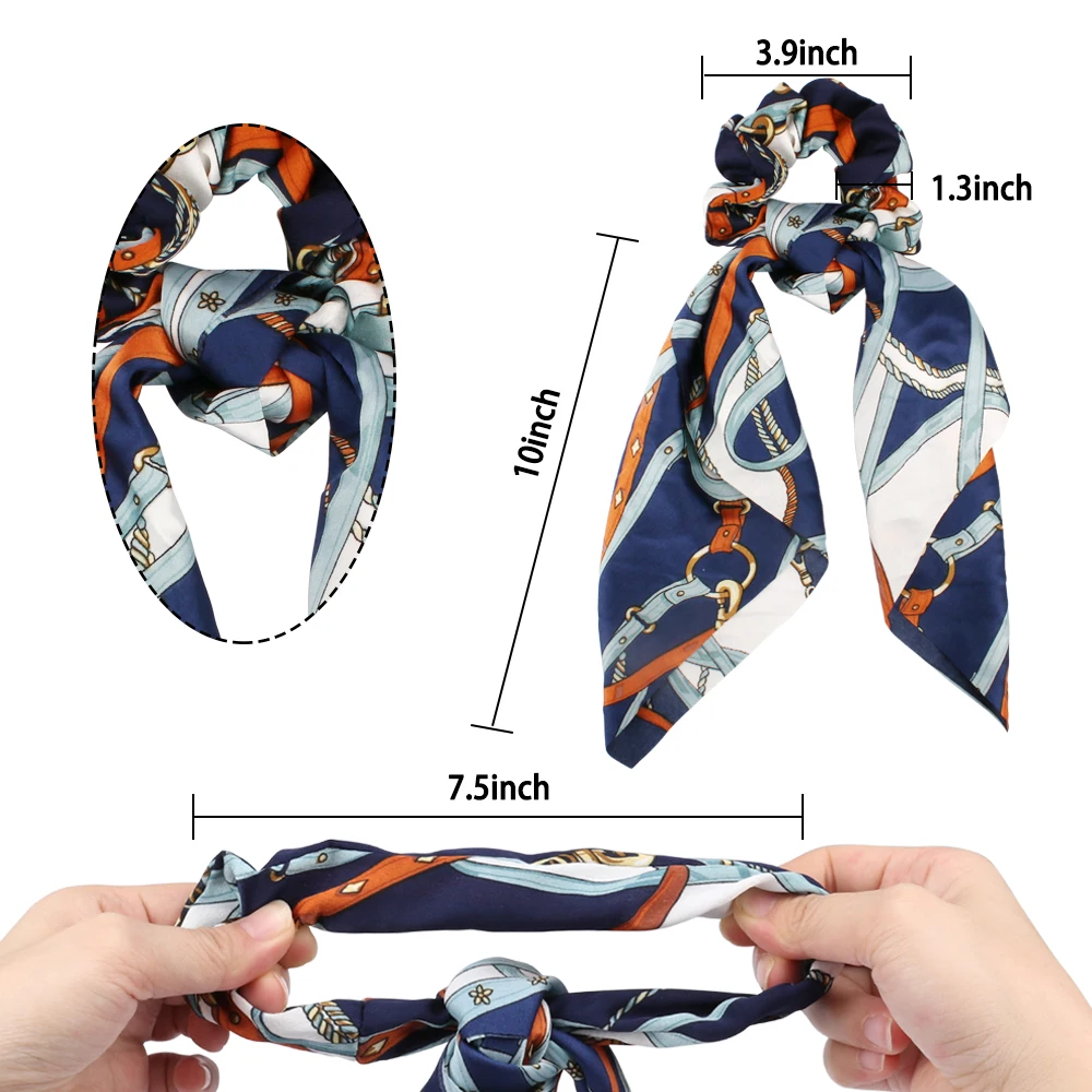 Hair Scrunchies Silk Elastic Bands Scarf Ponytail Holder Scrunchy Ties Vintage Accessories for Women Girls | Аксессуары для одежды