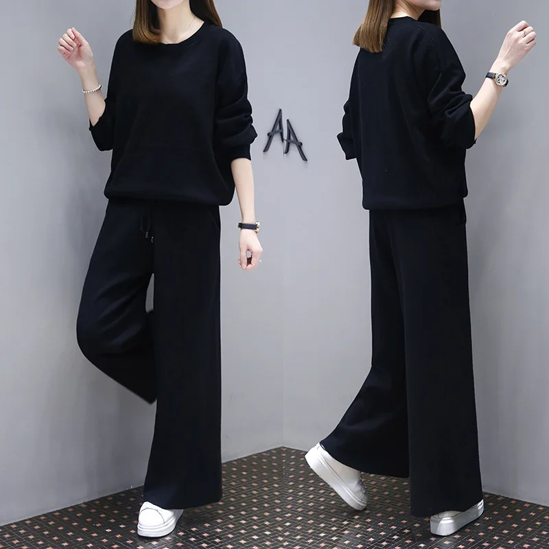 Set female solid color round neck shirt wide leg pants fashion two-piece 2019spring and autumn new loose casual women's clothing
Set female solid color round neck shirt wide leg pants fashion two-piece 2019spring and autumn new loose casual women's clothing