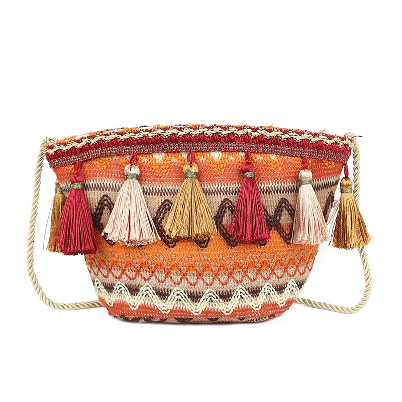 straw woven bag 2019 summer Bohemian Vintage tassel braided bucket bag and the fashionable beach Small Shoulder bag for women
straw woven bag 2019 summer Bohemian Vintage tassel braided bucket bag and the fashionable beach Small Shoulder bag for women