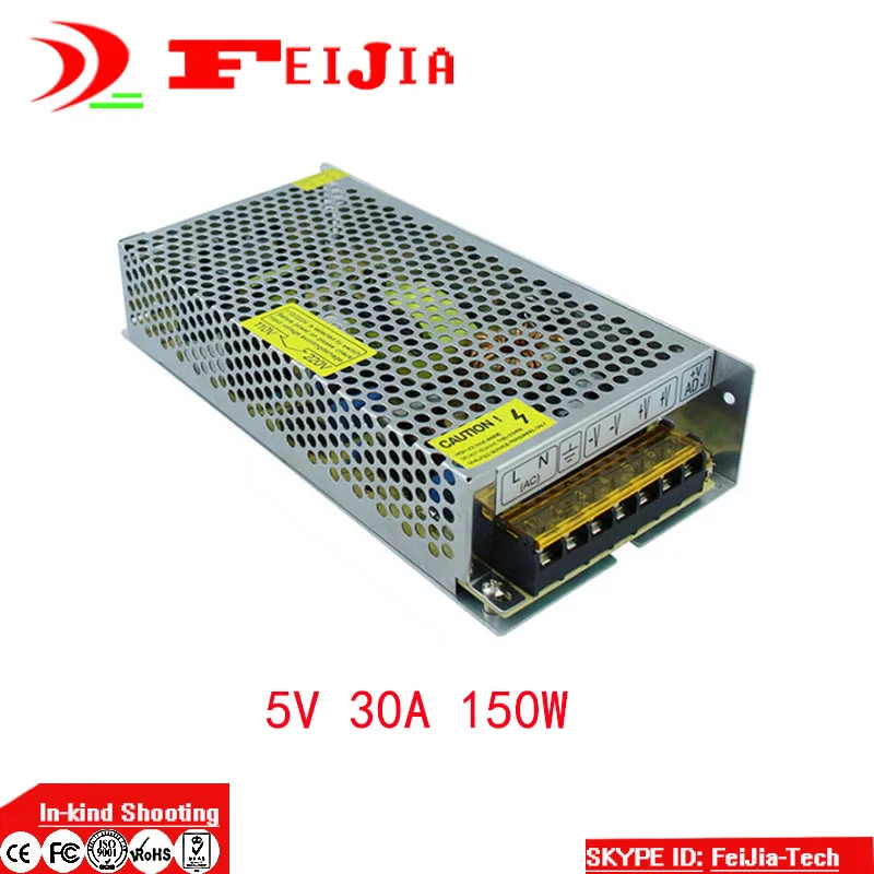 DC 5V 30A 150W Switching Power Supply Transformer for LED Strip Light Display 110V 220V AC to DC 5V
DC 5V 30A 150W Switching Power Supply Transformer for LED Strip Light Display 110V 220V AC to DC 5V