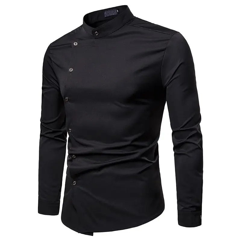 Unique Design Men's Long sleeve Shirt Stand collar Oblique Threshold Solid color Mens Dress Shirts Men Blouse Fashion
Unique Design Men's Long sleeve Shirt Stand collar Oblique Threshold Solid color Mens Dress Shirts Men Blouse Fashion