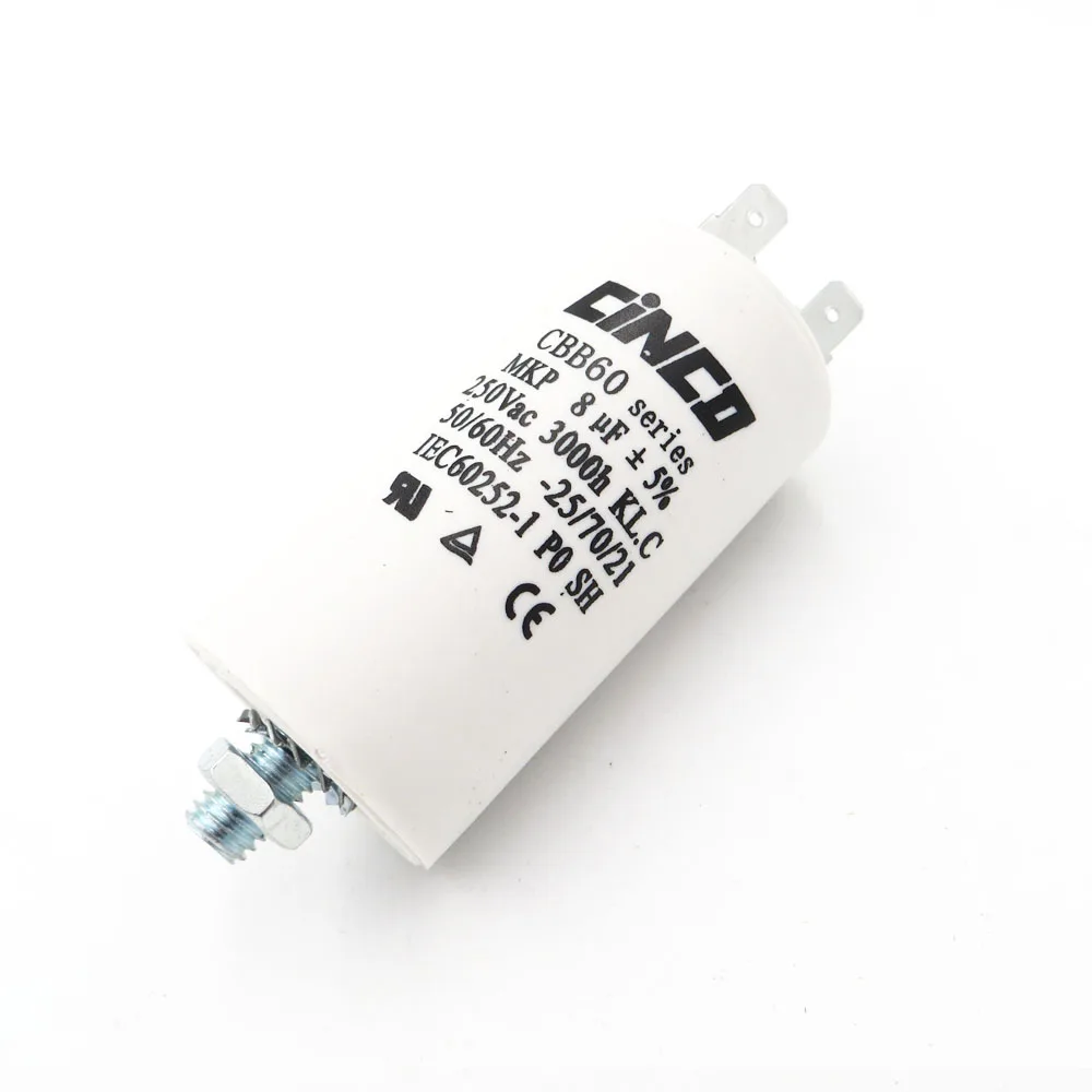 8 MFD 250VAC CBB60 Motor Run конденсатор 4pin SH дБ полипропиленовый пленочный 250V 220V водяной