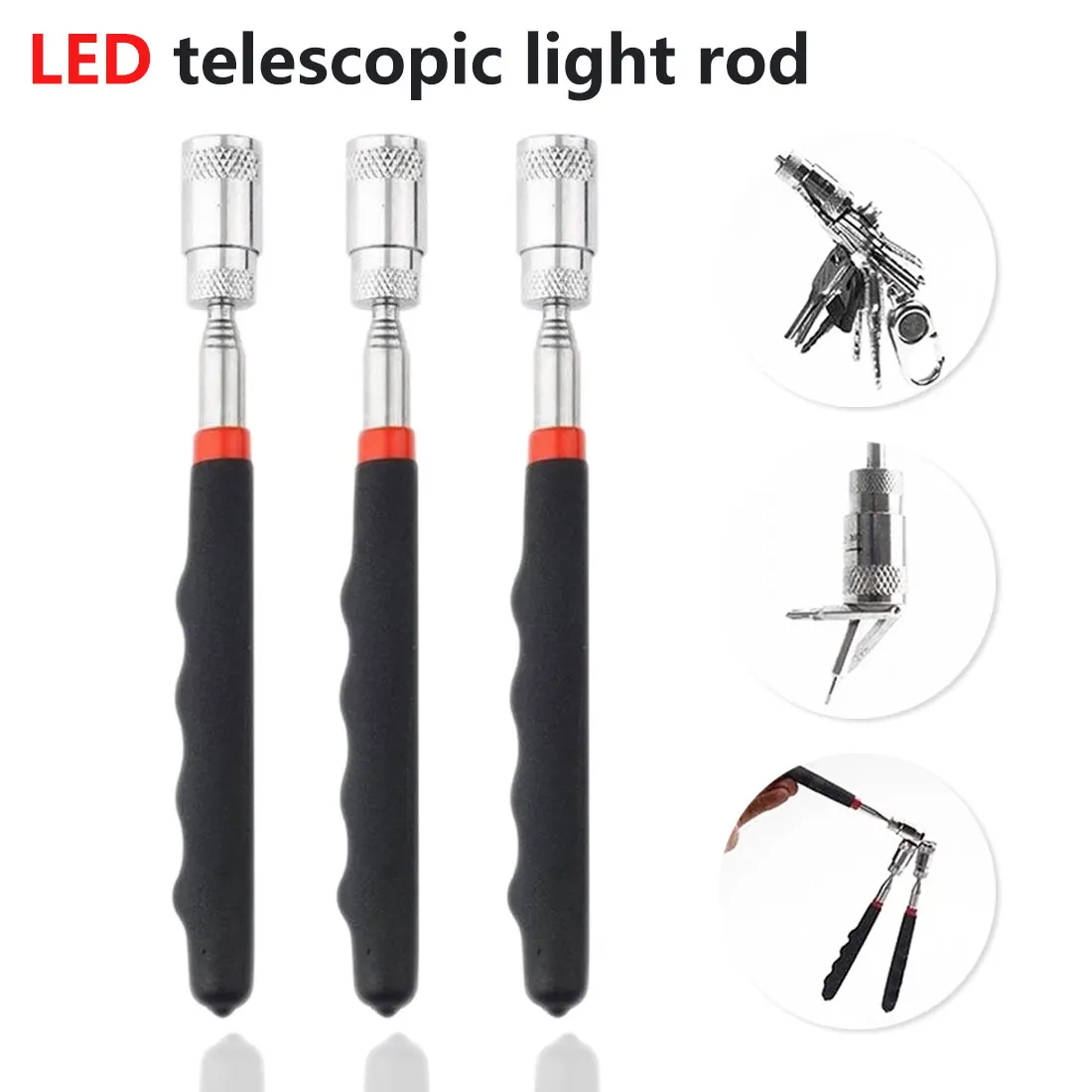 Adjustable Length Magnetic Pick Up Rod With LED Light Stick Extending Magnet Portable Telescopic Easy Rod Handheld Tool Black
Adjustable Length Magnetic Pick Up Rod With LED Light Stick Extending Magnet Portable Telescopic Easy Rod Handheld Tool Black