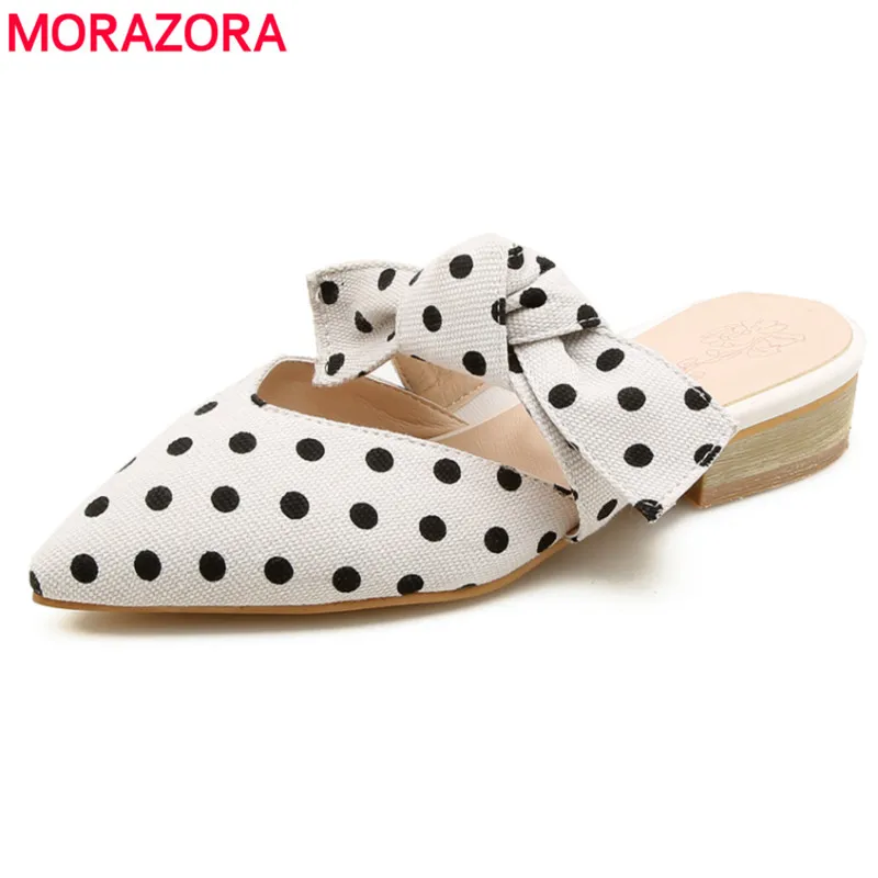 Женские сандалии MORAZORA большие размеры 34-44 с острым носком и бантом | Обувь