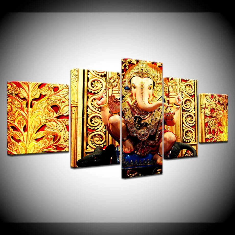 ganesh poster HD print 5 piece Wallpapers modern Modular Poster art Canvas painting for Living Room Home Decor