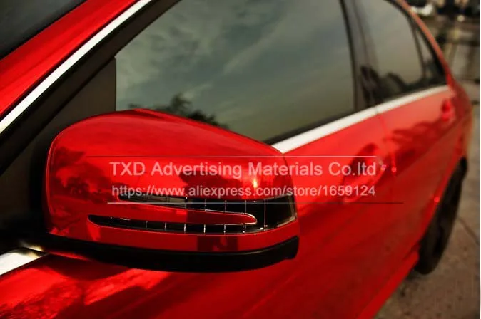 

10/20/30/40/50/60CMX152CM/LOT Red Chrome mirror vinyl Car styling Chrome mirror wrap film with air free bubbles by free shipping