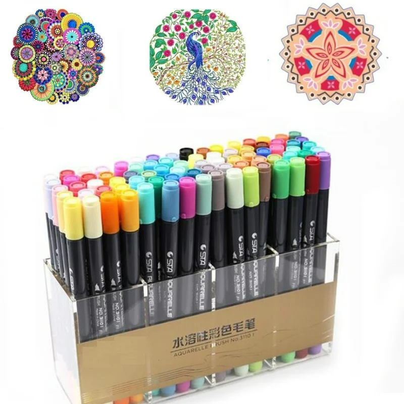 

STA 80Colors Double Head Artist Soluble Colored Sketch Marker Brush Pen Set For Drawing Design Paints Art Marker Supplies
