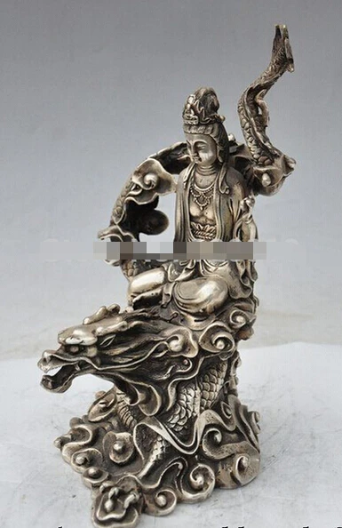 SCY 1031 + 9 &quotКитайский буддизм серебряное сиденье Дракон Кван-Инь богисаттва