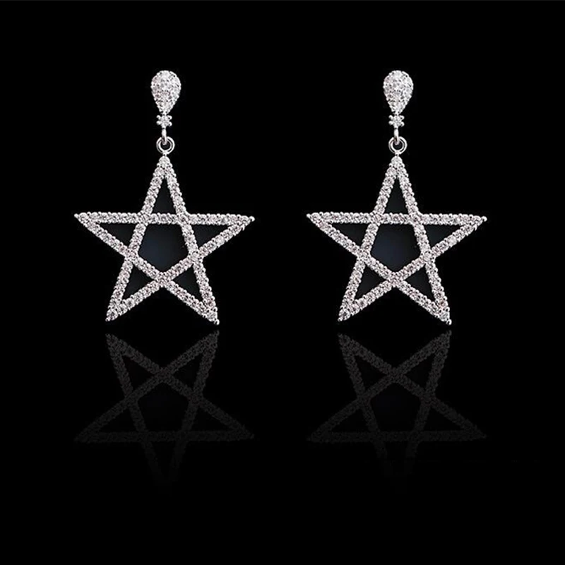 Fashion women's star design earrings silver plated zircon with full frhinestone drop earring elegant water dangle jewelry #ER058
Fashion women's star design earrings silver plated zircon with full frhinestone drop earring elegant water dangle jewelry #ER058