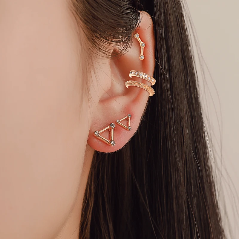Golden Geometry Two Circles Triangle Alloy Women Rhinestone Stud Earrings 5pcs/set
Golden Geometry Two Circles Triangle Alloy Women Rhinestone Stud Earrings 5pcs/set