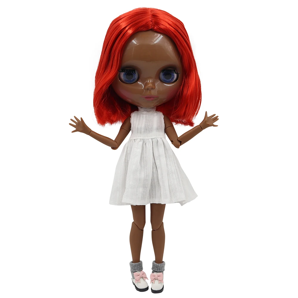 Фото Ледяная кукла DBS Blyth супер черная кожа короткие красные волосы шарнир тела