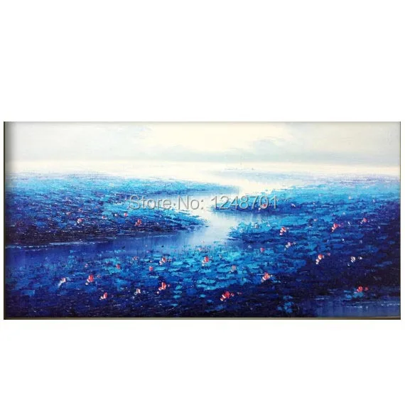 Hand Painted Oil Painting Modern Palette Knife the lotus Pond oil painting fine art on Canvas