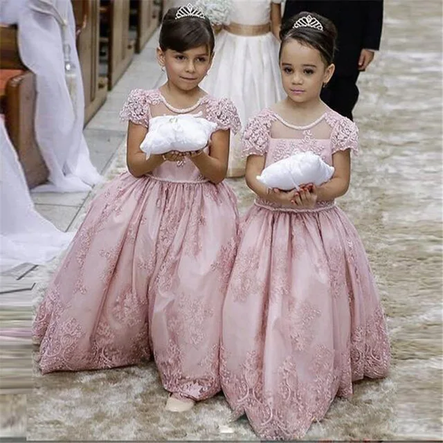 2021 Pink Long Ball Gown Flower Girl Dresses For Wedding Party O Neck Short Sleeves Appliques Beading Kids Prom Dresses
2021 Pink Long Ball Gown Flower Girl Dresses For Wedding Party O Neck Short Sleeves Appliques Beading Kids Prom Dresses