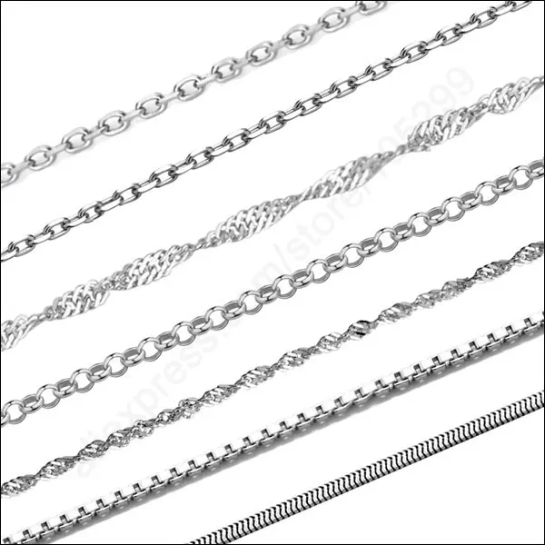 

Stock Free Ship 16" 20Pcs Necklaces 10 Styles 925 Sterling Silver Jewelry Snake ROLO Link Chains Lobster Clasps Findings