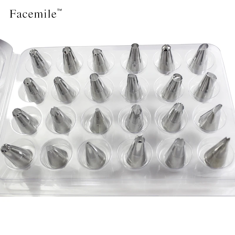 Facemile 24Pcs/set Large Stainless Steel Icing Piping Nozzles Pastry Tips Set For Cake Decorating Sugar Craft Tool Smile 52125
Facemile 24Pcs/set Large Stainless Steel Icing Piping Nozzles Pastry Tips Set For Cake Decorating Sugar Craft Tool Smile 52125