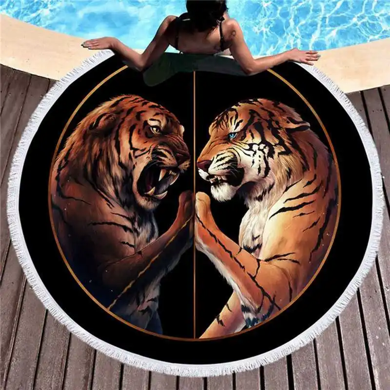 Tiger Printed Microfiber Beach Towel for Adult Yoga Mat Tassel Blanket Soft Large Round Towel 150cm Tapestry Home Decor
Tiger Printed Microfiber Beach Towel for Adult Yoga Mat Tassel Blanket Soft Large Round Towel 150cm Tapestry Home Decor