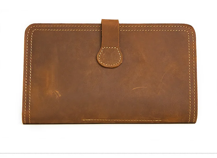 2019 New Men brown Wallets Genuine cow Leather Fashion blue Purse With Card Holder Vintage Long Wallet Clutch Wrist Bag khaki | Багаж и