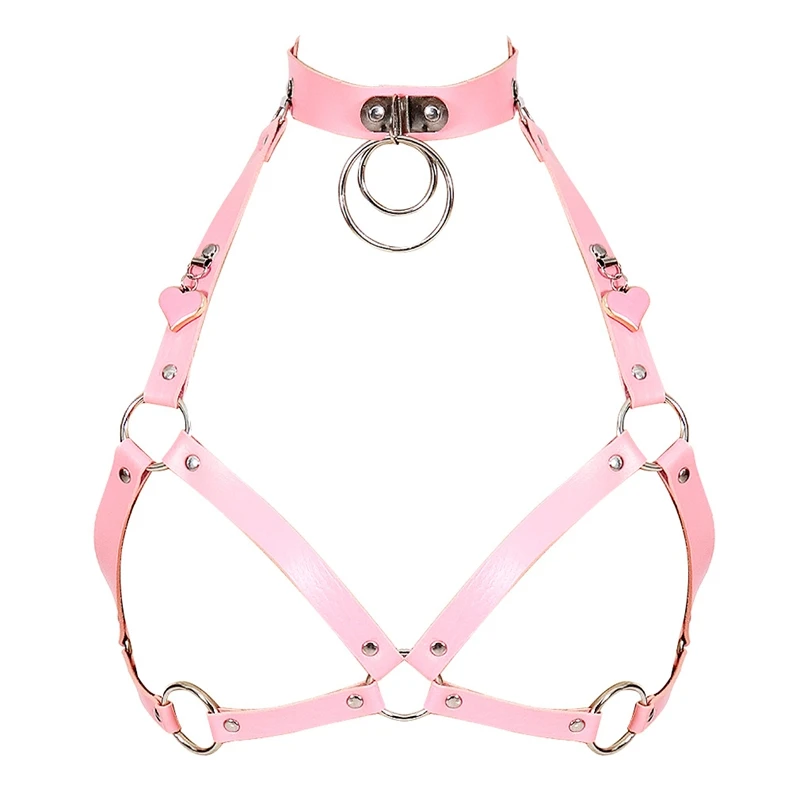 Pink Leather Harness Chest Bondage Cage Bra Sexy Black GothicO-Ring Hollow Out Adjust Lingerie Halloween Dance Festival Rave
Pink Leather Harness Chest Bondage Cage Bra Sexy Black GothicO-Ring Hollow Out Adjust Lingerie Halloween Dance Festival Rave
