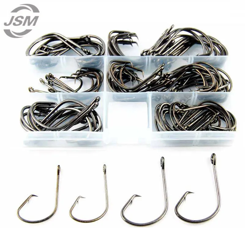 JSM 100pcs 7381 High Carbon Steel Fishing Hooks Offset Sport Circle Bait Fishhooks Carp Fishing Goods Accessories Set With Box
JSM 100pcs 7381 High Carbon Steel Fishing Hooks Offset Sport Circle Bait Fishhooks Carp Fishing Goods Accessories Set With Box