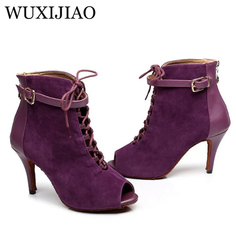 WUXIJIAO Autumn and Winter Black Purple women's velvet Genuine leather Latin dance Salsa Dance Ballroom Shoes heel 10CM
WUXIJIAO Autumn and Winter Black Purple women's velvet Genuine leather Latin dance Salsa Dance Ballroom Shoes heel 10CM