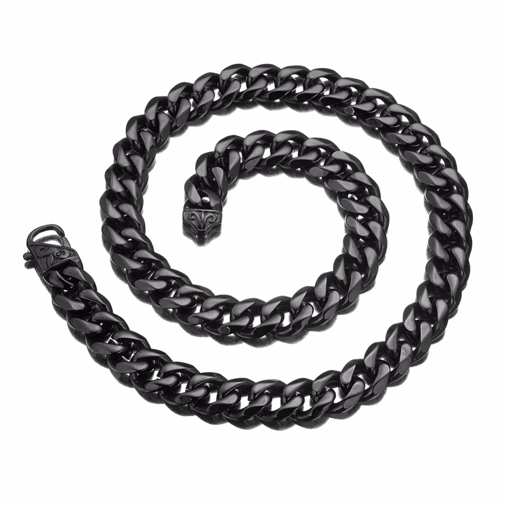 Classic Vintage Black Color Curb Cuban Link Chain Necklace Or Bracelet Jewelry 15mm Wide 7-40 Inches Stainless Steel Jewelry
Classic Vintage Black Color Curb Cuban Link Chain Necklace Or Bracelet Jewelry 15mm Wide 7-40 Inches Stainless Steel Jewelry