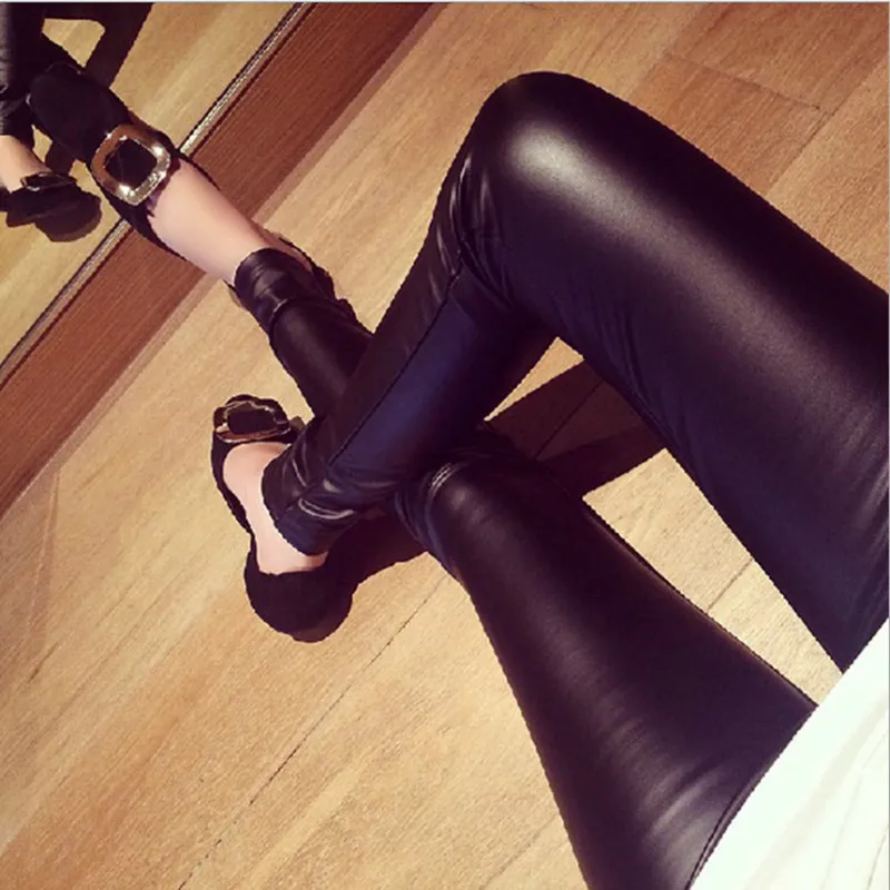 Girl's Leather Pencil Pants Thin Autumn Low Waist Slim Elastic PU 2019 Hot Fashion Ladies Solid Skinny Trousers | Женская одежда