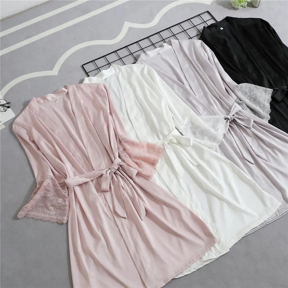 Women Solid Nightwear Rayon Robe Home Lace Patchwork Satin Sleeves Clothes Casual Kimono Bath Gown Lady Sexy Robe
Women Solid Nightwear Rayon Robe Home Lace Patchwork Satin Sleeves Clothes Casual Kimono Bath Gown Lady Sexy Robe