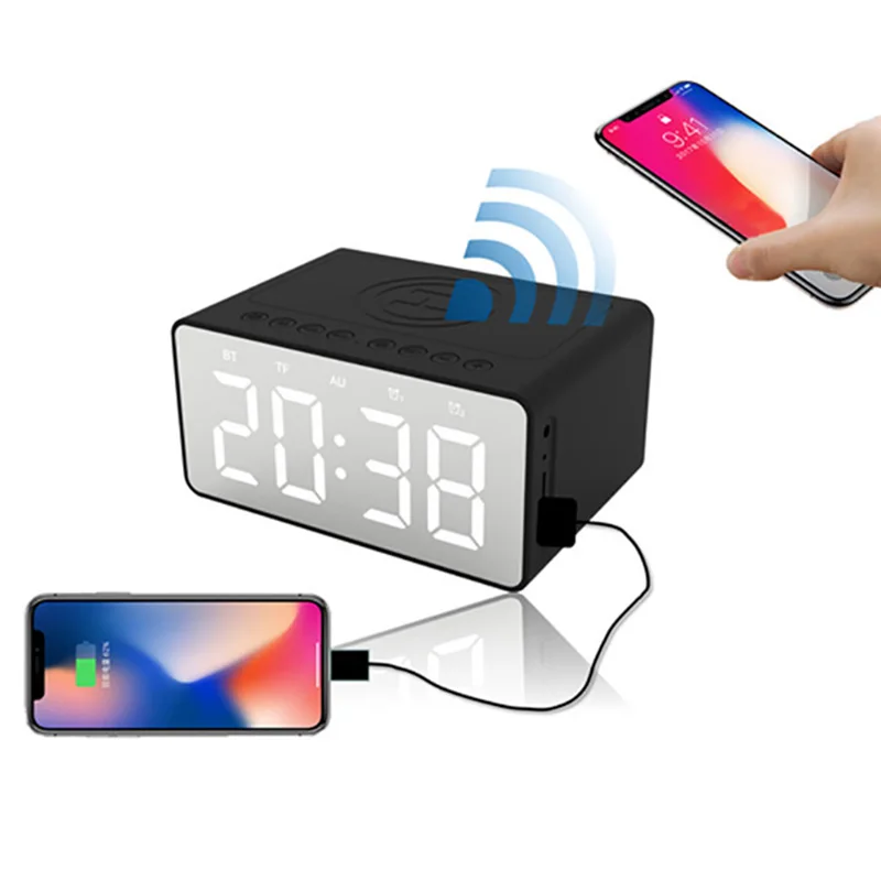 2019 HD Mirror Wireless Charging Speaker LED Portable Sound Box Alarm Clock Power Bank 3 in 1 TF AUX Speaker for Phone Charging
2019 HD Mirror Wireless Charging Speaker LED Portable Sound Box Alarm Clock Power Bank 3 in 1 TF AUX Speaker for Phone Charging