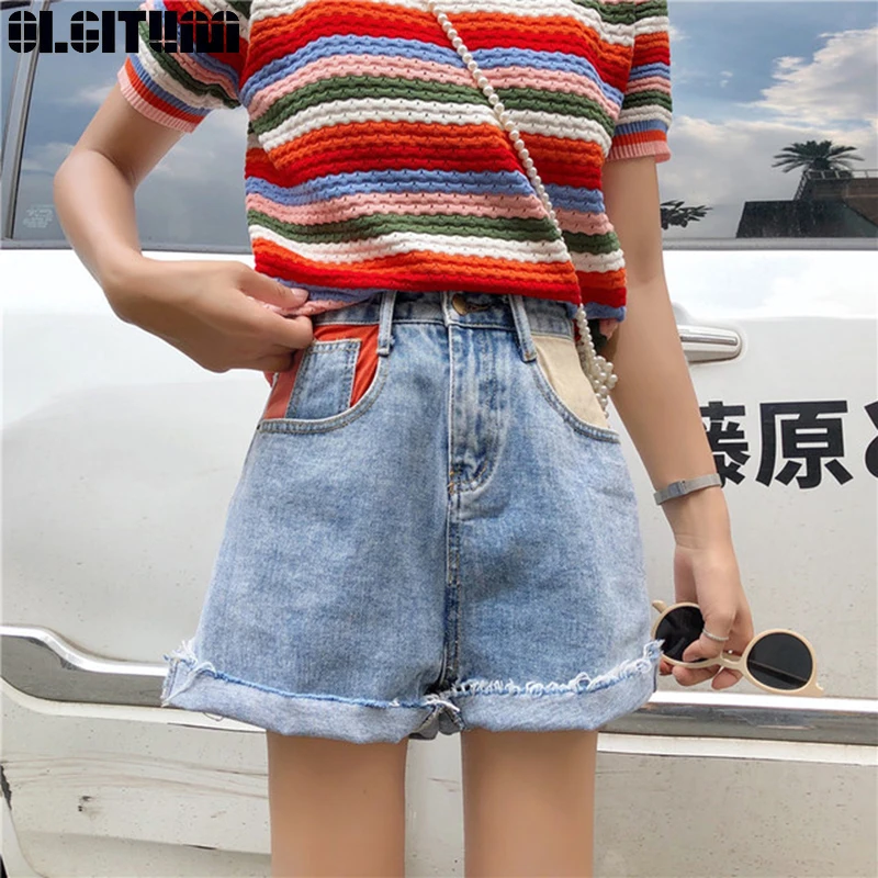 High Waist Denim Short 2020 Women Summer New Pocket Color Matching Fashion Style Wide Leg Curling Jeans Shorts Female PT429
High Waist Denim Short 2020 Women Summer New Pocket Color Matching Fashion Style Wide Leg Curling Jeans Shorts Female PT429