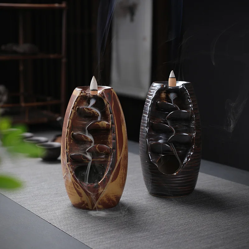 New Arrival Multi-layers Ceramic Back Flow Incense Burner Mountain River Handicraft Holder Creative Perfect Home Decor | Дом и сад