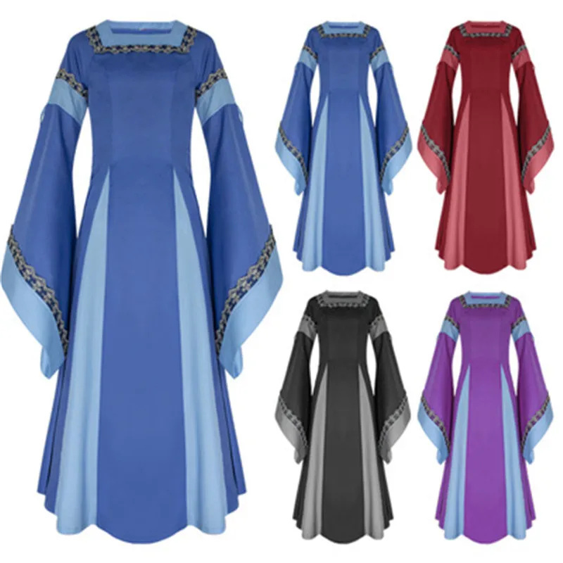 Victorian Dress Movie Middle Ages Women Square Neck Flare Sleeve Cosplay Costumes Long Dress Medieval Dress
Victorian Dress Movie Middle Ages Women Square Neck Flare Sleeve Cosplay Costumes Long Dress Medieval Dress