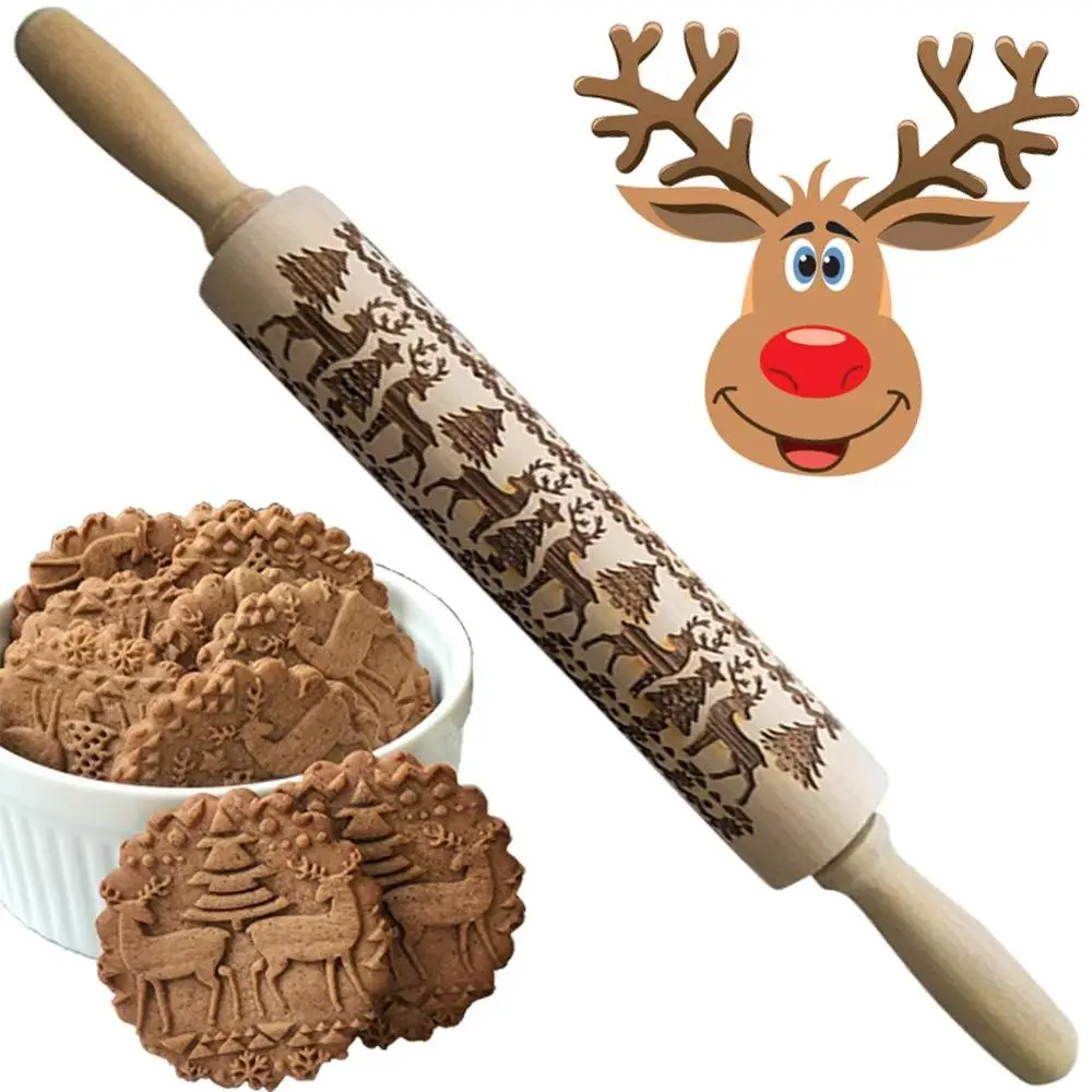 Creative Christmas 3D Wooden Rolling Pins Engraved Embossing Rolling Pin with Christmas Symbols for Baking Embossed Cookies
Creative Christmas 3D Wooden Rolling Pins Engraved Embossing Rolling Pin with Christmas Symbols for Baking Embossed Cookies