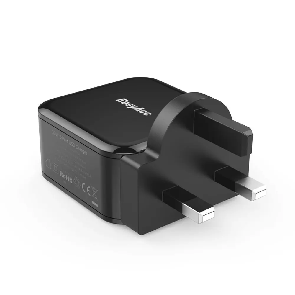 EasyAcc Quick Charge 3 0 30 Вт настенное зарядное устройство 2-портовый смарт-адаптер для