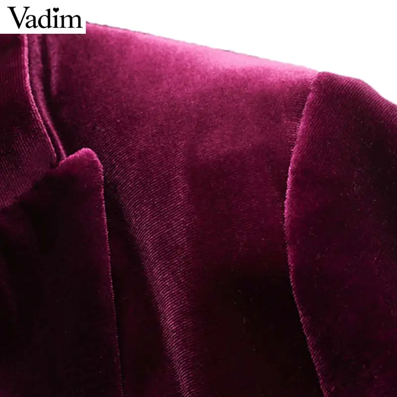 Vadim женский шикарный фиолетовый бархатный Длинный блейзер с карманами