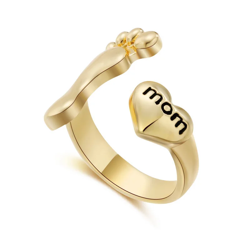 Trendy Rings for Women 2019 Stainless Steel Gold Band for Mom Design love Footprints Rings Fashion Female Open Ring jewelry Gift
Trendy Rings for Women 2019 Stainless Steel Gold Band for Mom Design love Footprints Rings Fashion Female Open Ring jewelry Gift