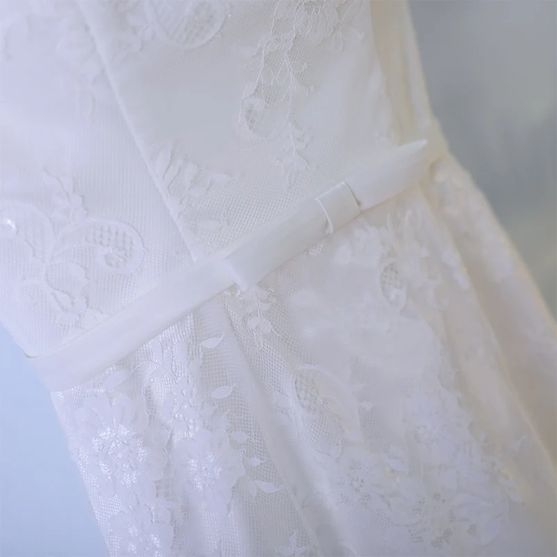 Элегантный кружева цветочные вечер dress белый халат формальное вечернее платье
