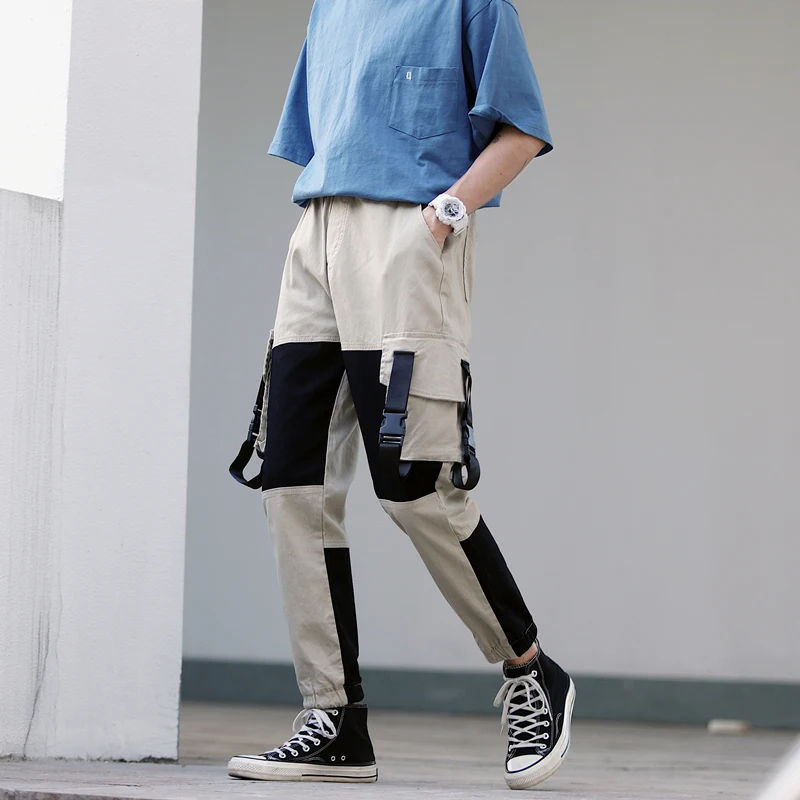 

Harajuku Cotton Patchwork Pockets Cargo Harem Pants Mens Hip Hop Casual Jogger Tatical Trousers Fashion Streetwear Male Pants