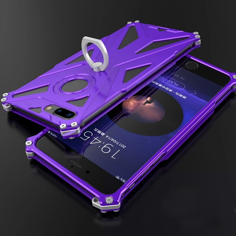 Модный Цветной противоударный чехол для iPhone 7 8 алюминиевый сплав с кольцом