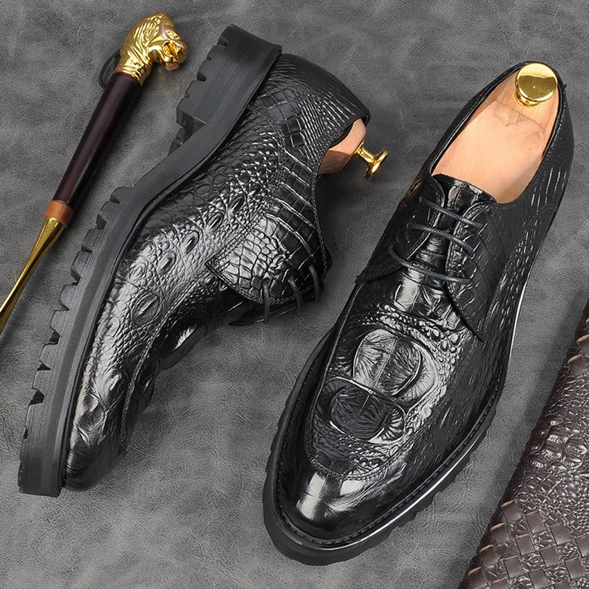 Classic Genuine Leather Formal Men's Derby Platgorm Shoes Alligator Pattern Round Toe Handmade Modern Party Footwear AM198
Classic Genuine Leather Formal Men's Derby Platgorm Shoes Alligator Pattern Round Toe Handmade Modern Party Footwear AM198