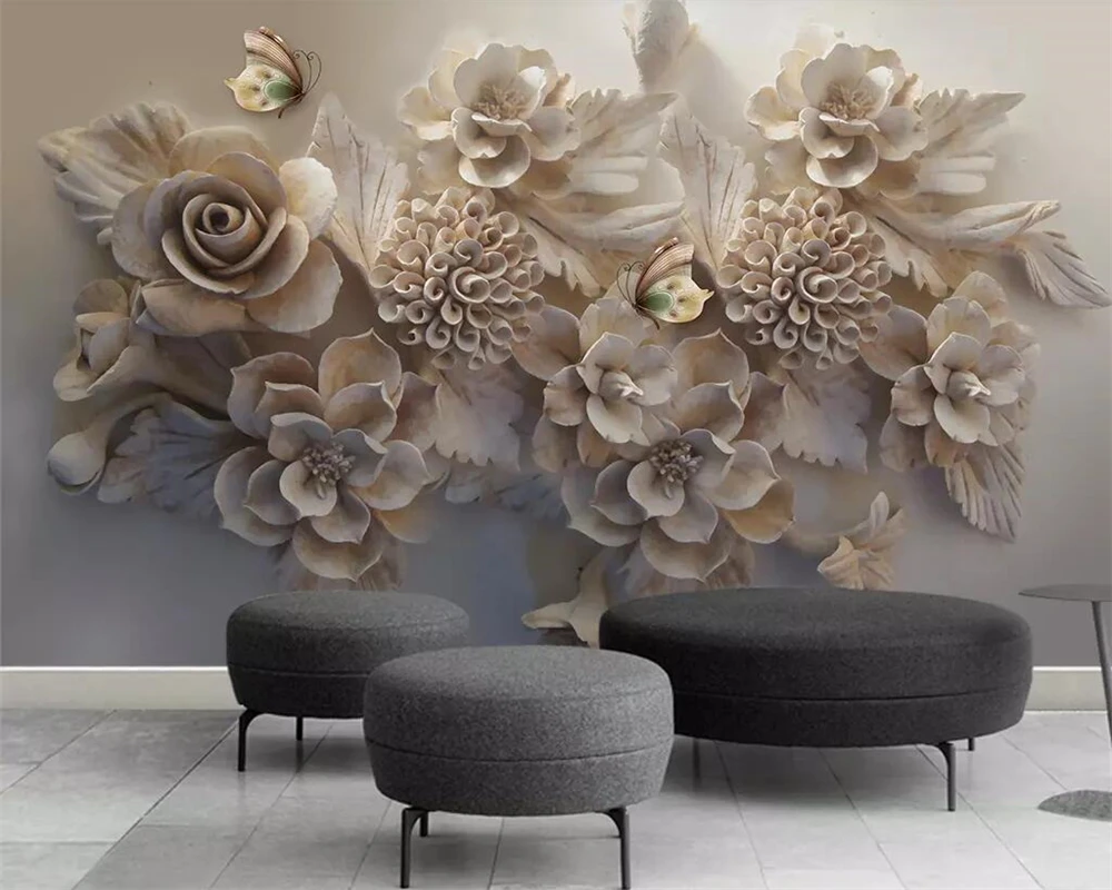 Custom wallpaper living room bedroom 3d wallpaper beautiful three-dimensional relief 3D flower butterfly TV background
Custom wallpaper living room bedroom 3d wallpaper beautiful three-dimensional relief 3D flower butterfly TV background