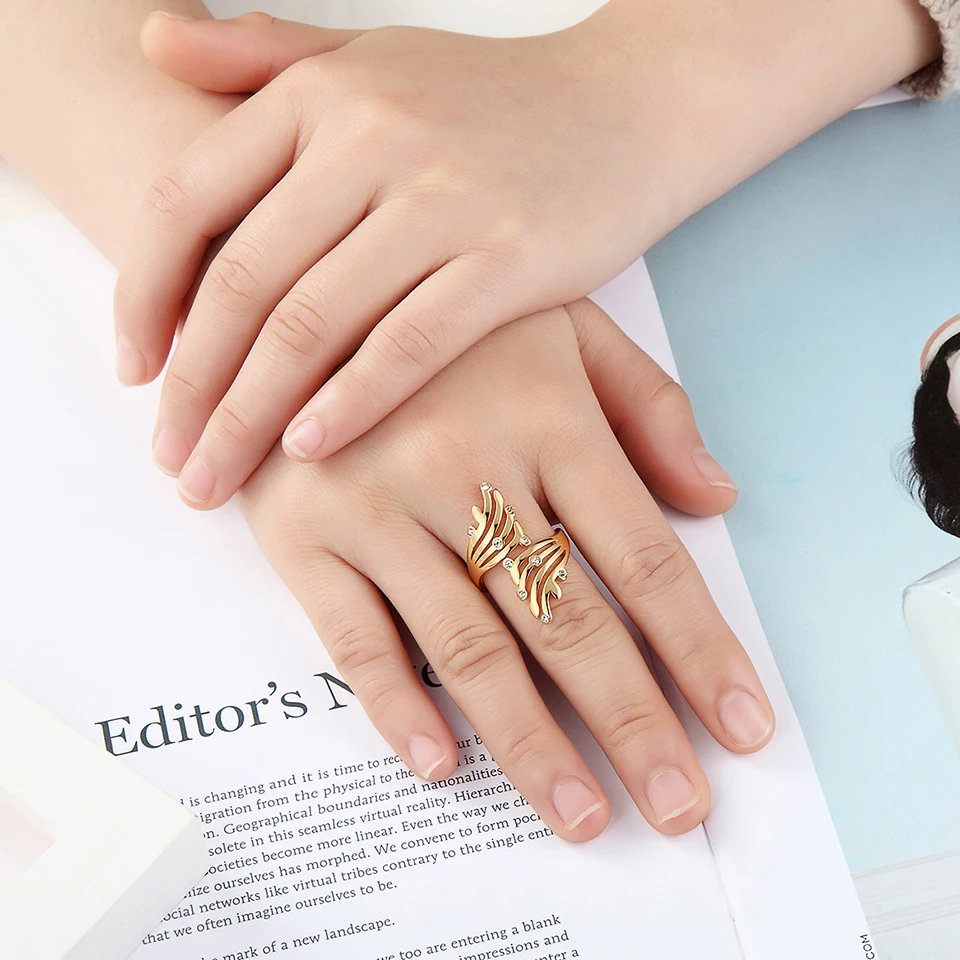 BORASI Wings Big Rings For Women Hyperbole Trendy Ring 316L Stainless Steel Gold-Color Fashion Jewelry Party Wedding Rings
BORASI Wings Big Rings For Women Hyperbole Trendy Ring 316L Stainless Steel Gold-Color Fashion Jewelry Party Wedding Rings