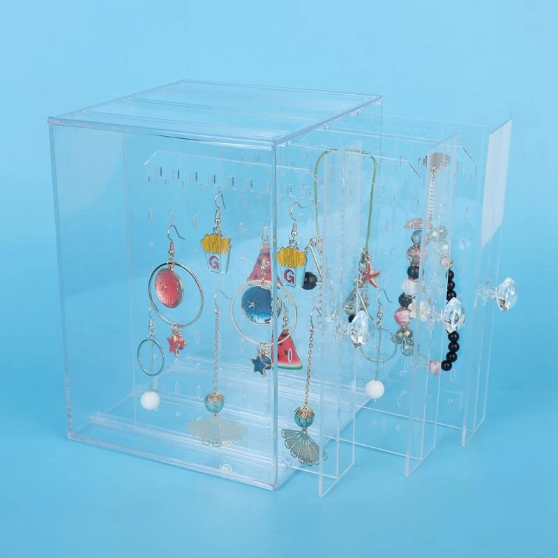 3 Vertical Drawer Earring Holder Jewelry Storage Box Transparent Display Jewellery Stand Cases | Украшения и аксессуары