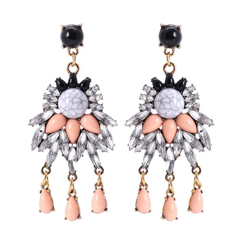 Лимонный ценный Bijoux Винтаж Стразы золотистого цвета Длинные висячие серьги Boho